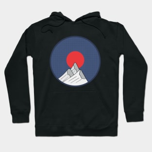 Frozen mountain with red sun Hoodie